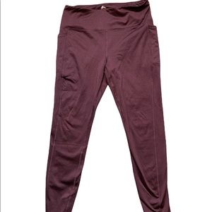 EUC RBX Plum High-Rise Fleece-Lined Leggings XL Side Pockets Activewear